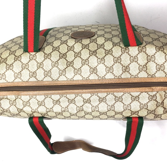 Authentic Gucci XL Tote/ travel bag brown monogram coated canvas with leather - Picture 4 of 15